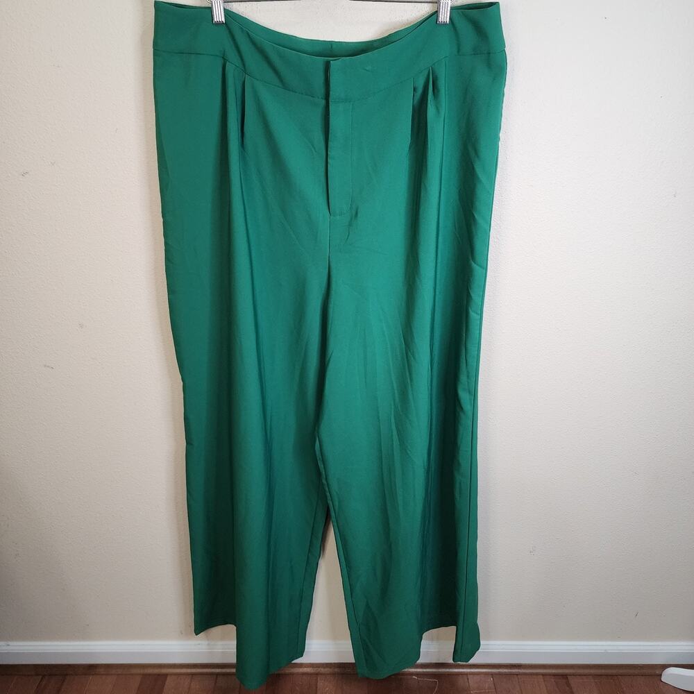 In the Style Women's Hi Rise Green Wide Leg Plus Size Trousers UK24/US20 New